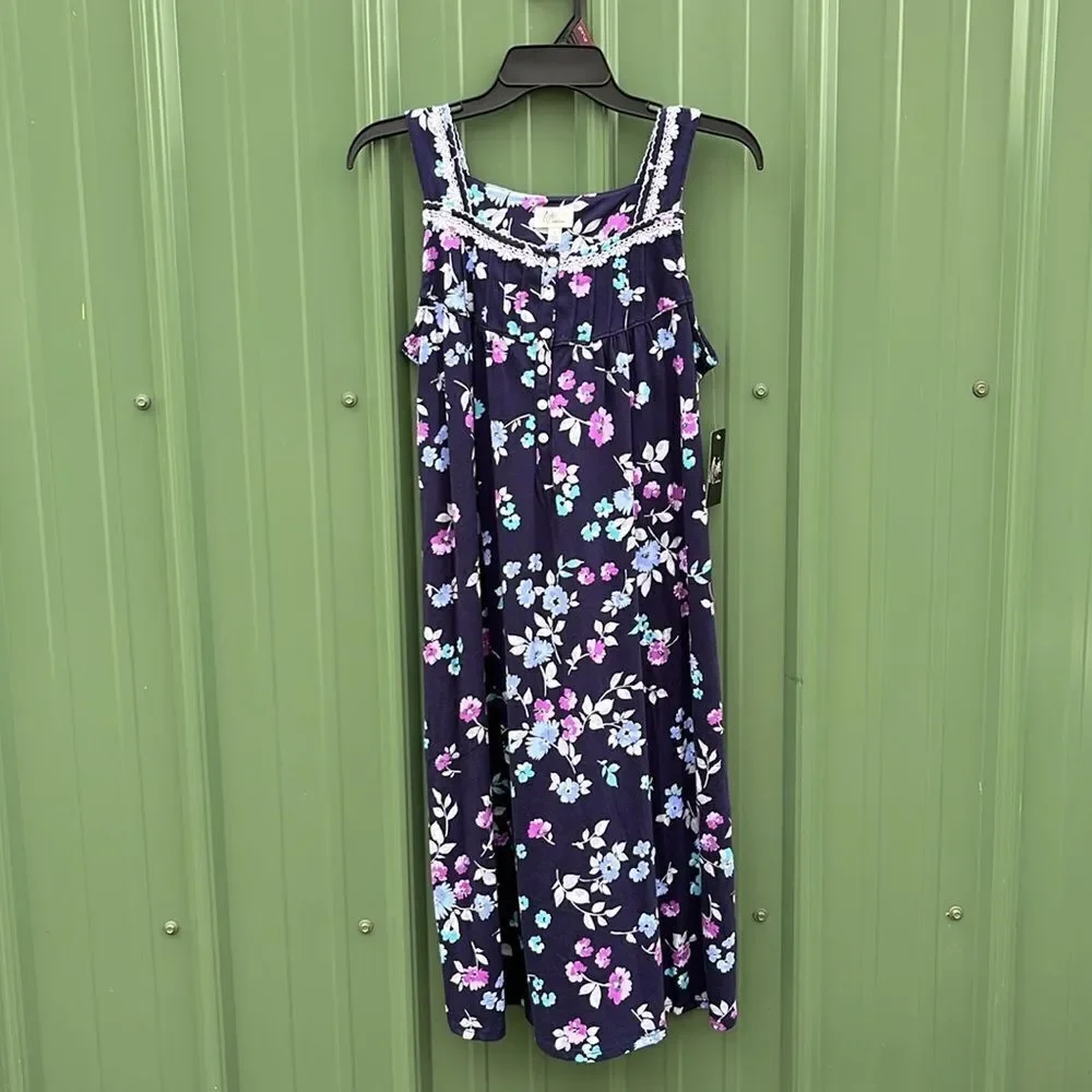 Women's Sleeveless Cotton Nightgown Lounge Pajama Size S